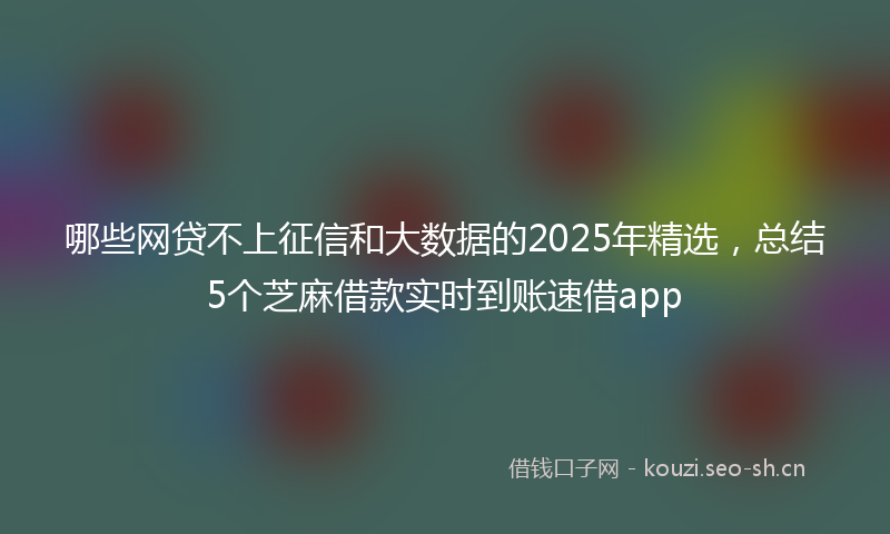 哪些网贷不上征信和大数据的2025年精选，总结5个芝麻借款实时到账速借app