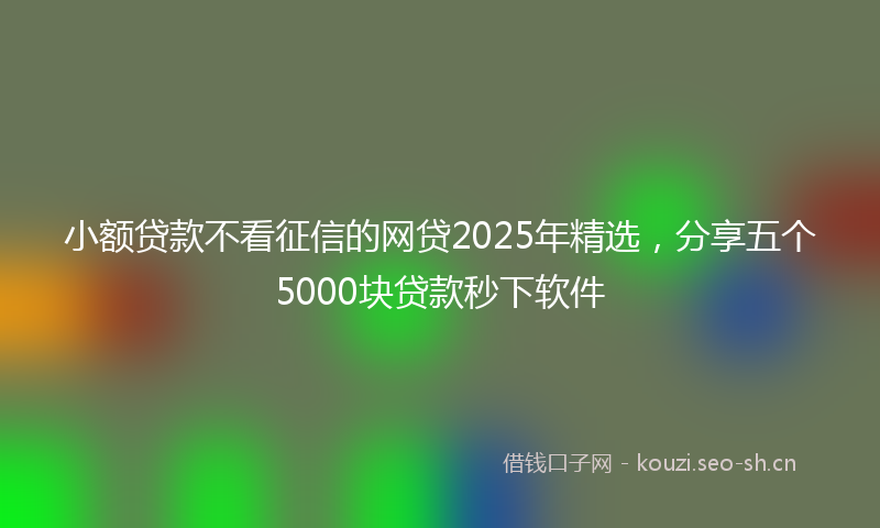 小额贷款不看征信的网贷2025年精选，分享五个5000块贷款秒下软件