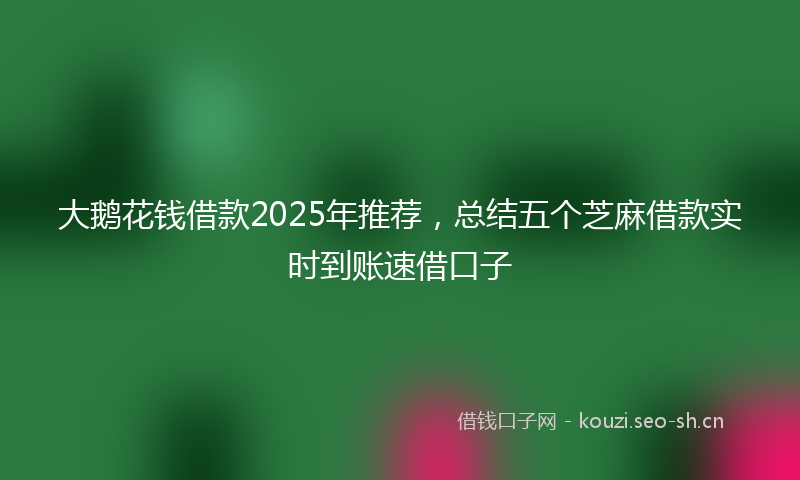 大鹅花钱借款2025年推荐，总结五个芝麻借款实时到账速借口子