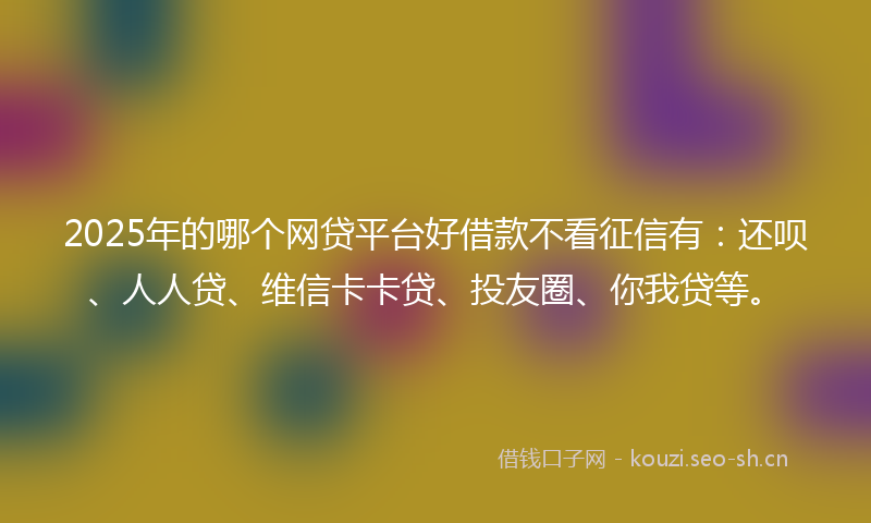 2025年的哪个网贷平台好借款不看征信有：还呗、人人贷、维信卡卡贷、投友圈、你我贷等。