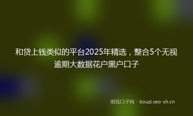 和贷上钱类似的平台2025年精选，整合5个无视逾期大数据花户黑户口子