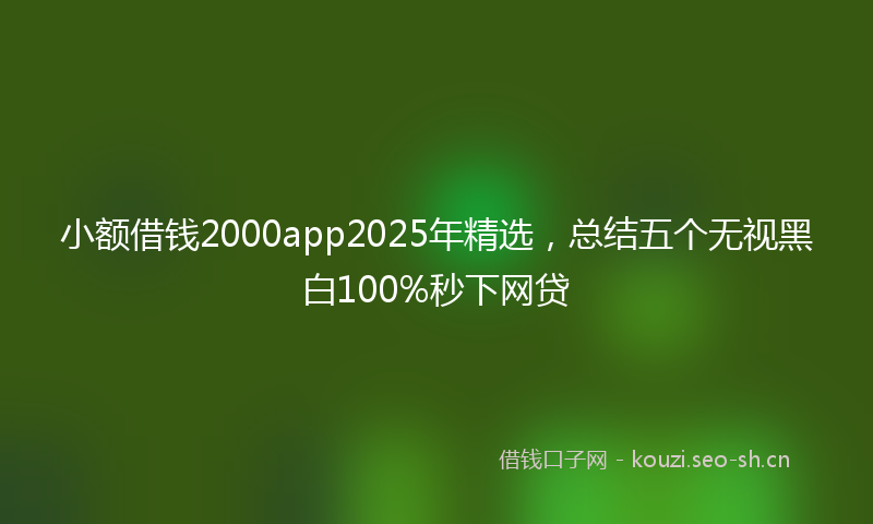 小额借钱2000app2025年精选，总结五个无视黑白100%秒下网贷