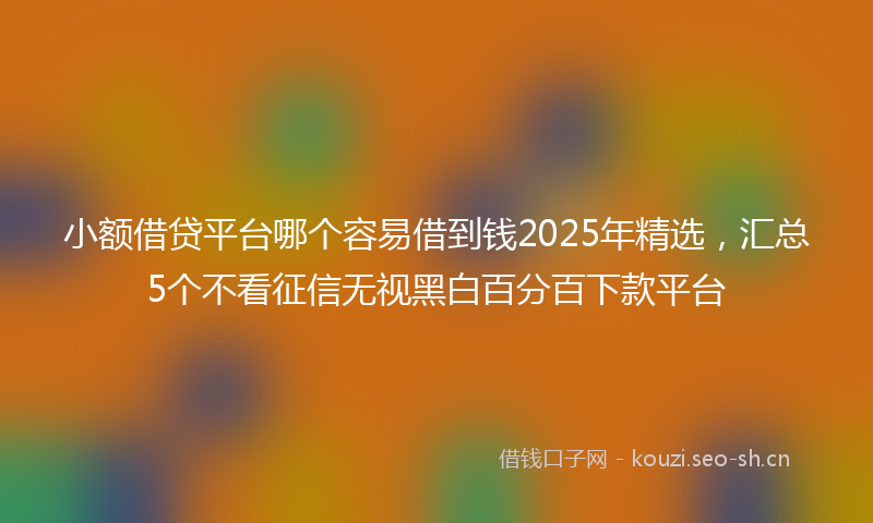 小额借贷平台哪个容易借到钱2025年精选，汇总5个不看征信无视黑白百分百下款平台