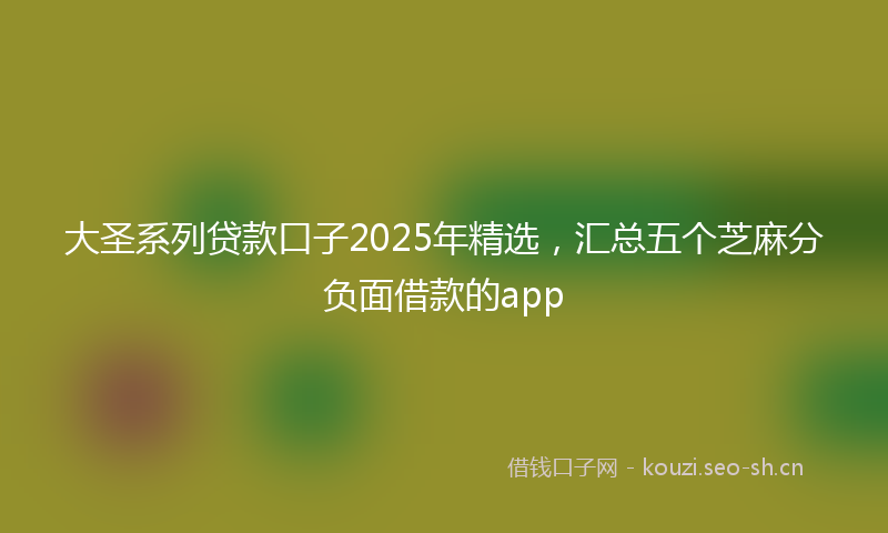 大圣系列贷款口子2025年精选，汇总五个芝麻分负面借款的app