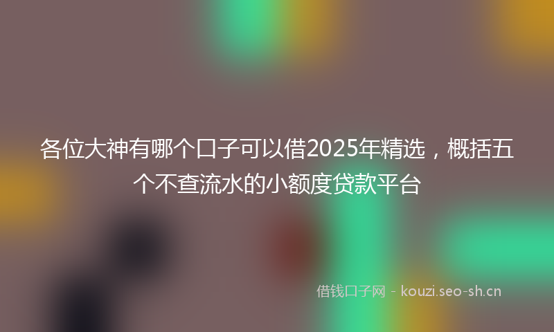 各位大神有哪个口子可以借2025年精选，概括五个不查流水的小额度贷款平台