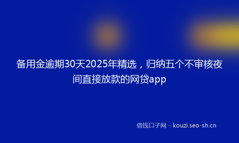 备用金逾期30天2025年精选，归纳五个不审核夜间直接放款的网贷app