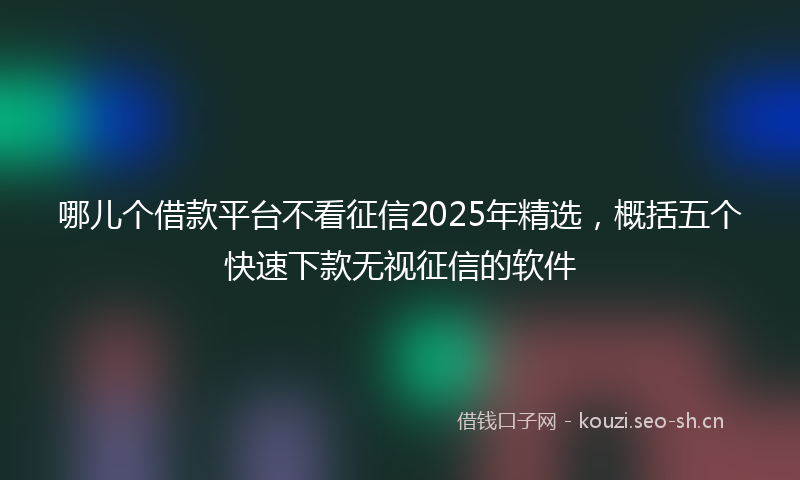 哪儿个借款平台不看征信2025年精选，概括五个快速下款无视征信的软件
