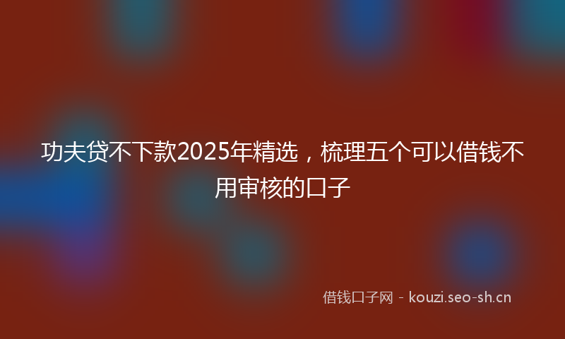 功夫贷不下款2025年精选，梳理五个可以借钱不用审核的口子