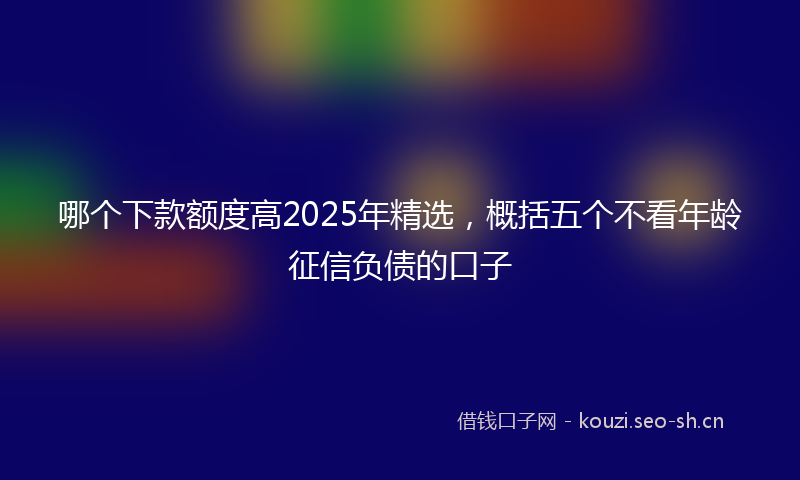 哪个下款额度高2025年精选,概括五个不看年龄征信负债的口子