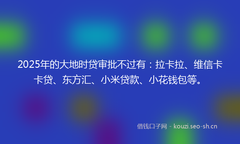 2025年的大地时贷审批不过有：拉卡拉、维信卡卡贷、东方汇、小米贷款、小花钱包等。