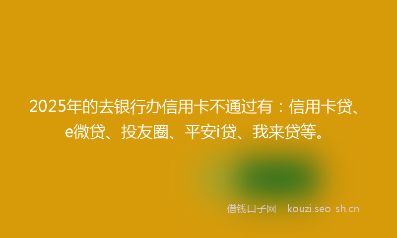 2025年的去银行办信用卡不通过有:信用卡贷、e微贷、投友圈、平安i贷、我来贷等。