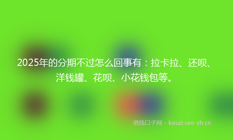 2025年的分期不过怎么回事有：拉卡拉、还呗、洋钱罐、花呗、小花钱包等。