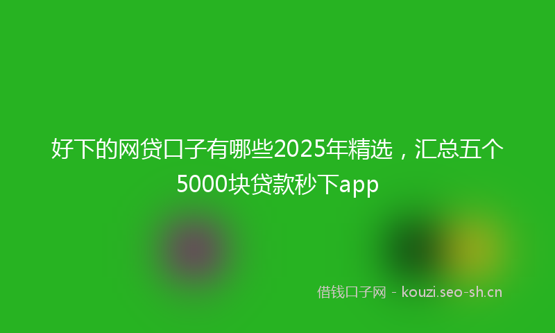 好下的网贷口子有哪些2025年精选，汇总五个5000块贷款秒下app