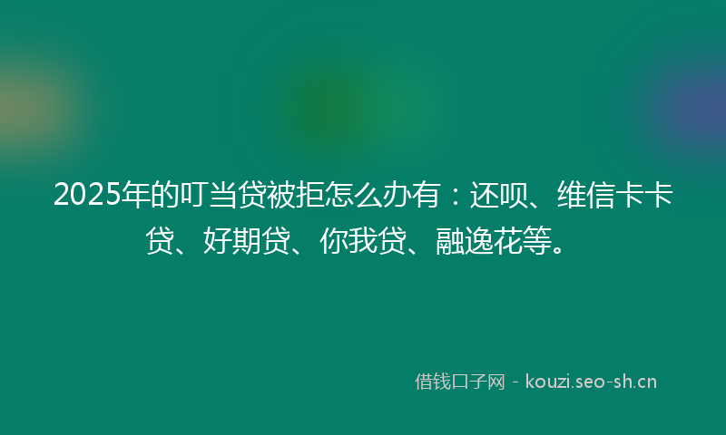 2025年的叮当贷被拒怎么办有：还呗、维信卡卡贷、好期贷、你我贷、融逸花等。