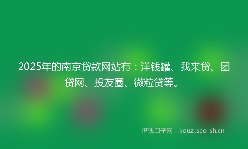 2025年的南京贷款网站有：洋钱罐、我来贷、团贷网、投友圈、微粒贷等。