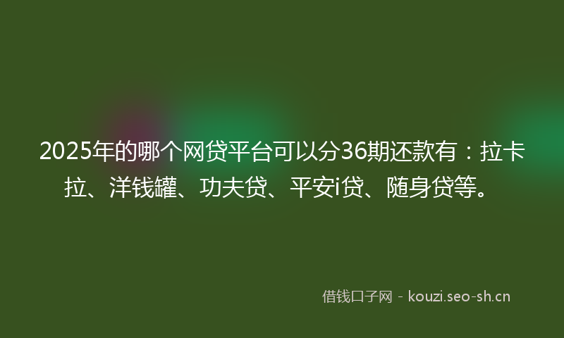 2025年的哪个网贷平台可以分36期还款有：拉卡拉、洋钱罐、功夫贷、平安i贷、随身贷等。
