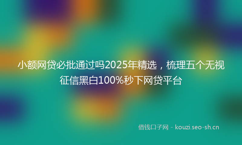 小额网贷必批通过吗2025年精选，梳理五个无视征信黑白100%秒下网贷平台