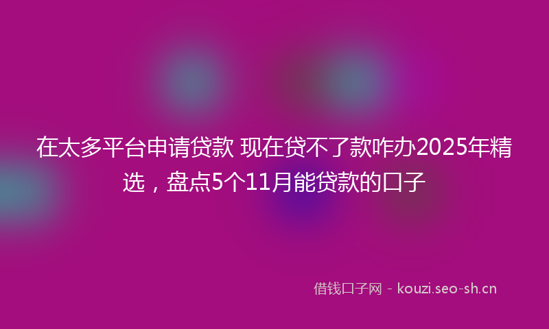 在太多平台申请贷款 现在贷不了款咋办2025年精选，盘点5个11月能贷款的口子