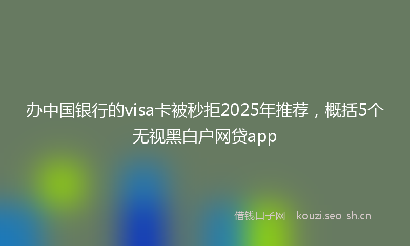办中国银行的visa卡被秒拒2025年推荐，概括5个无视黑白户网贷app