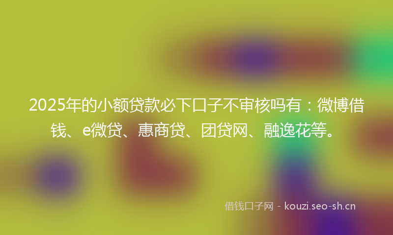2025年的小额贷款必下口子不审核吗有：微博借钱、e微贷、惠商贷、团贷网、融逸花等。
