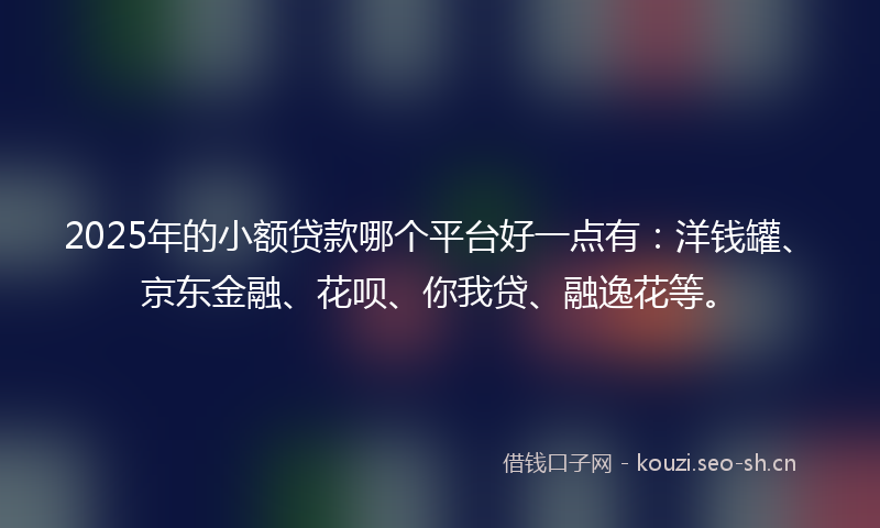 2025年的小额贷款哪个平台好一点有：洋钱罐、京东金融、花呗、你我贷、融逸花等。