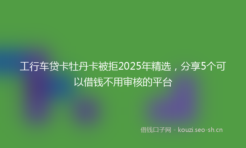 工行车贷卡牡丹卡被拒2025年精选，分享5个可以借钱不用审核的平台