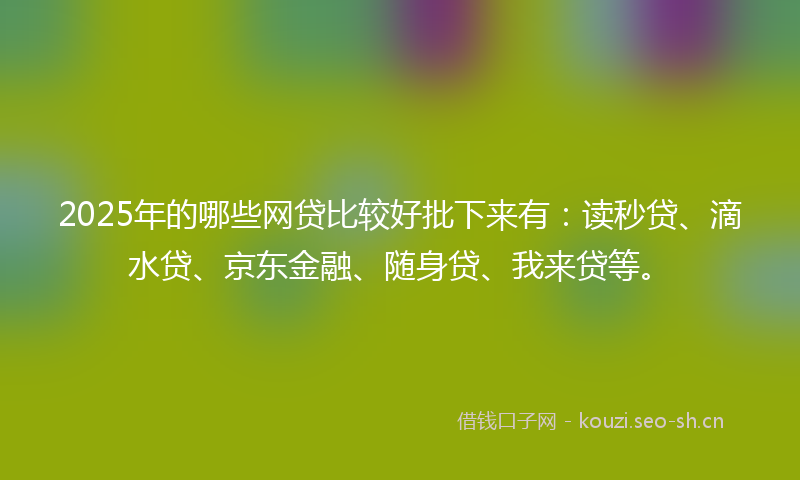 2025年的哪些网贷比较好批下来有：读秒贷、滴水贷、京东金融、随身贷、我来贷等。