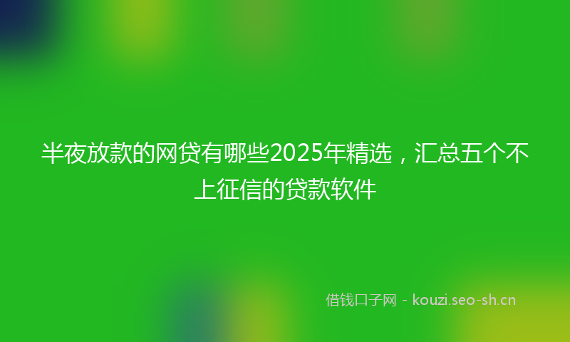 半夜放款的网贷有哪些2025年精选,汇总五个不上征信的贷款软件