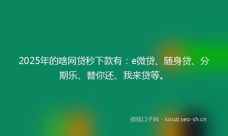 2025年的啥网贷秒下款有：e微贷、随身贷、分期乐、替你还、我来贷等。