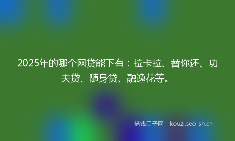2025年的哪个网贷能下有：拉卡拉、替你还、功夫贷、随身贷、融逸花等。