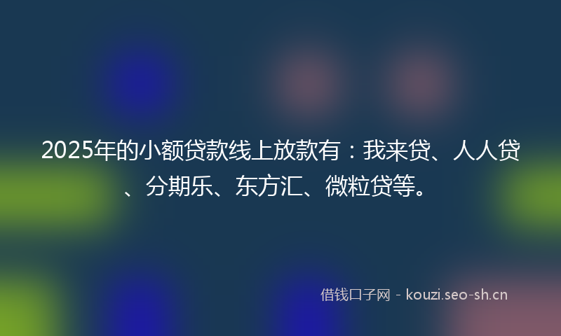 2025年的小额贷款线上放款有：我来贷、人人贷、分期乐、东方汇、微粒贷等。