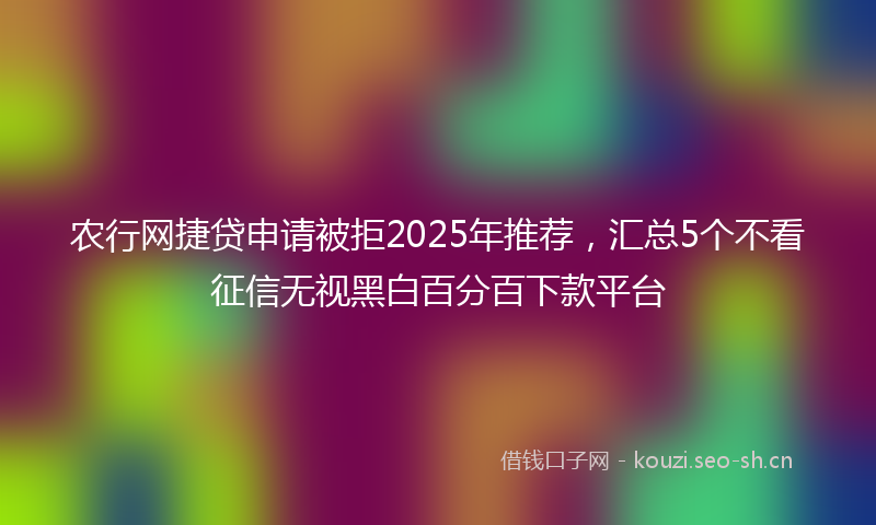 农行网捷贷申请被拒2025年推荐，汇总5个不看征信无视黑白百分百下款平台