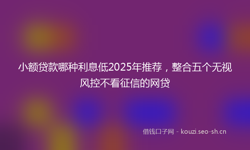 小额贷款哪种利息低2025年推荐，整合五个无视风控不看征信的网贷