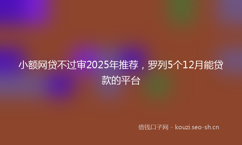 小额网贷不过审2025年推荐，罗列5个12月能贷款的平台