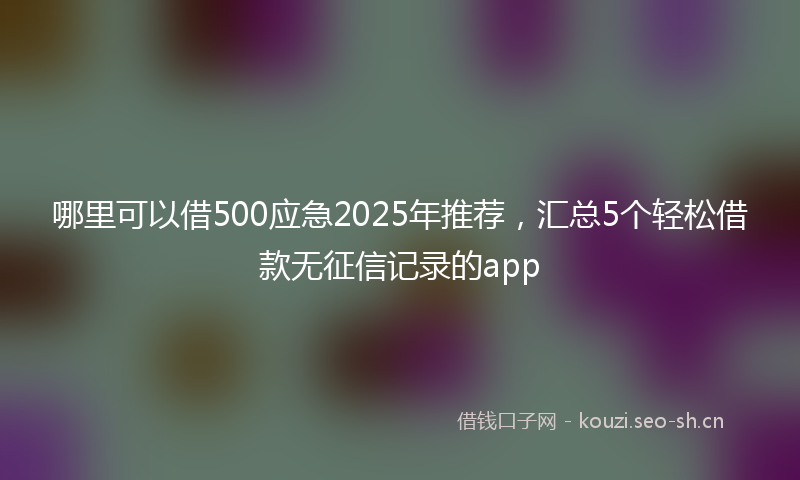 哪里可以借500应急2025年推荐，汇总5个轻松借款无征信记录的app