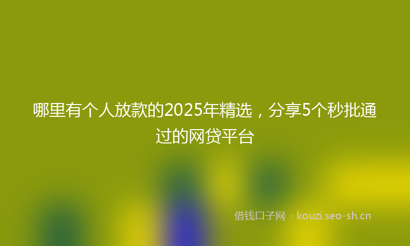 哪里有个人放款的2025年精选，分享5个秒批通过的网贷平台