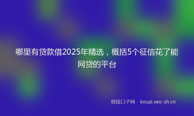 哪里有贷款借2025年精选，概括5个征信花了能网贷的平台