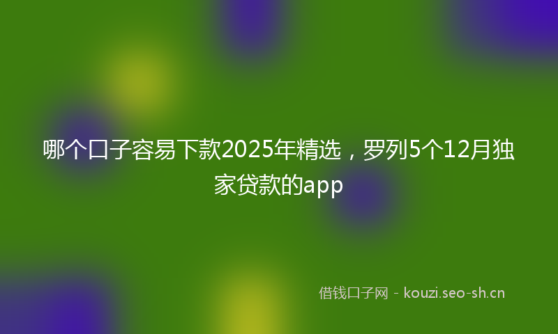 哪个口子容易下款2025年精选，罗列5个12月独家贷款的app