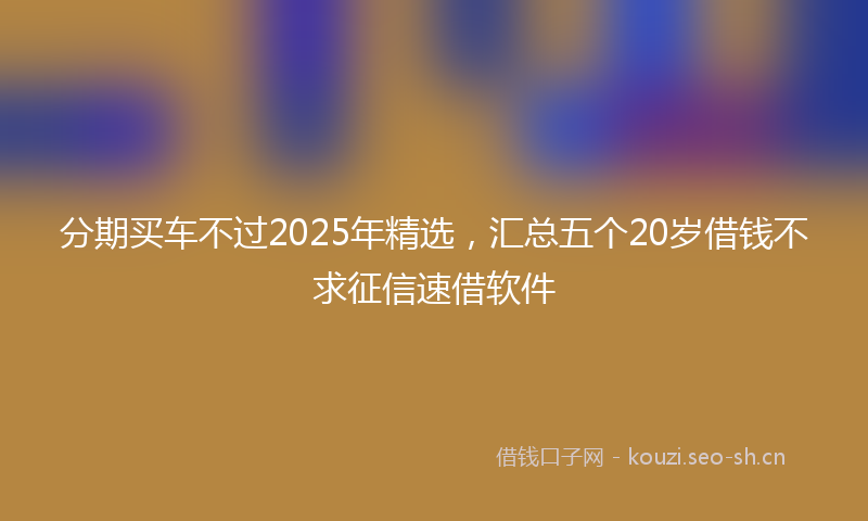 分期买车不过2025年精选，汇总五个20岁借钱不求征信速借软件