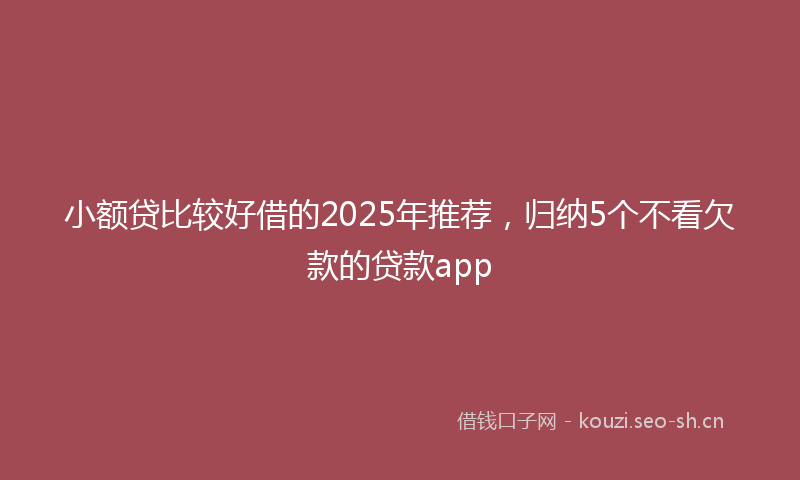 小额贷比较好借的2025年推荐，归纳5个不看欠款的贷款app