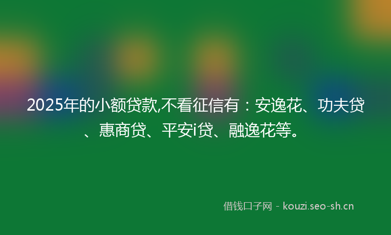 2025年的小额贷款,不看征信有：安逸花、功夫贷、惠商贷、平安i贷、融逸花等。
