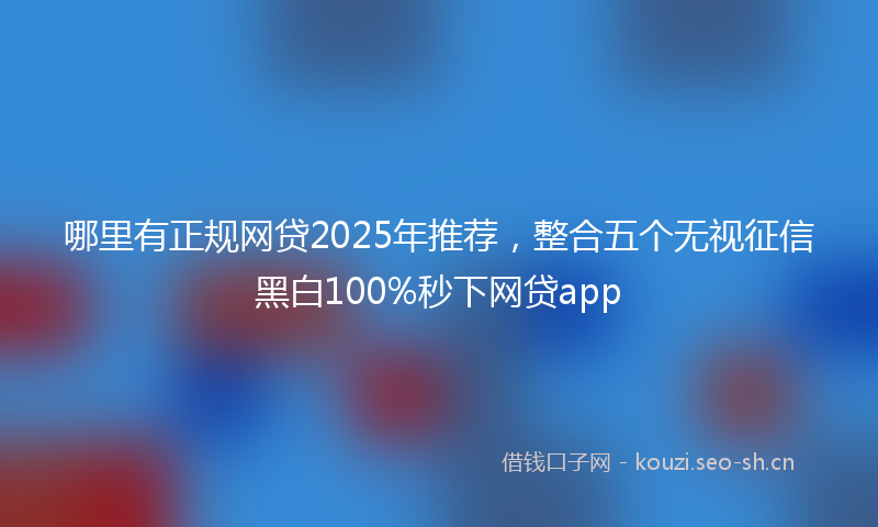 哪里有正规网贷2025年推荐，整合五个无视征信黑白100%秒下网贷app