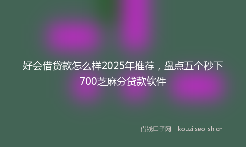 好会借贷款怎么样2025年推荐，盘点五个秒下700芝麻分贷款软件