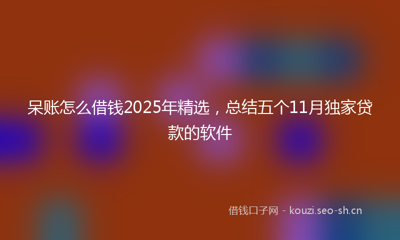呆账怎么借钱2025年精选，总结五个11月独家贷款的软件