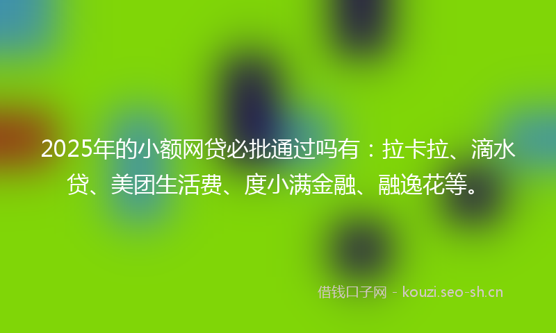 2025年的小额网贷必批通过吗有：拉卡拉、滴水贷、美团生活费、度小满金融、融逸花等。