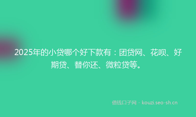 2025年的小贷哪个好下款有：团贷网、花呗、好期贷、替你还、微粒贷等。