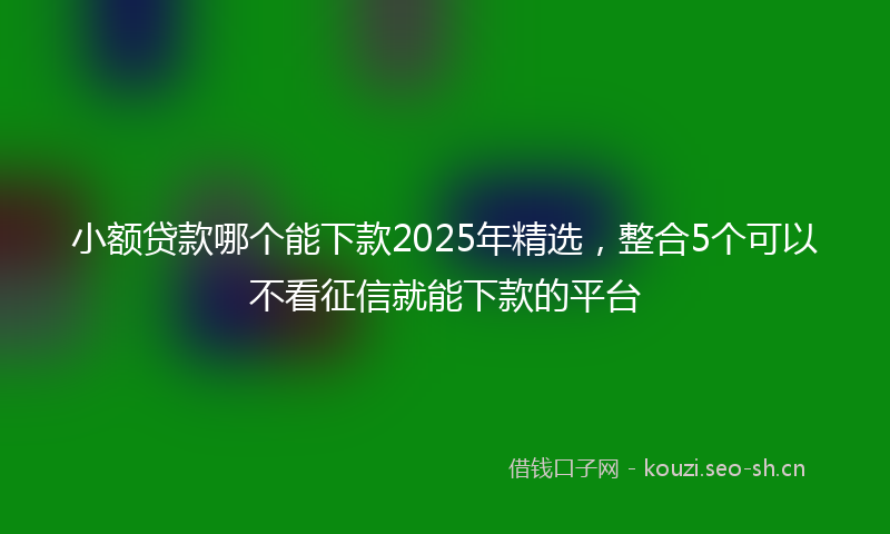 小额贷款哪个能下款2025年精选，整合5个可以不看征信就能下款的平台