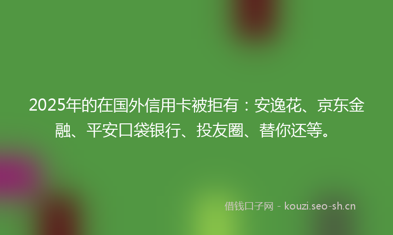 2025年的在国外信用卡被拒有：安逸花、京东金融、平安口袋银行、投友圈、替你还等。