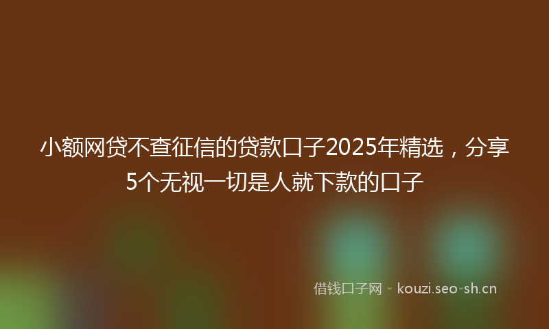 小额网贷不查征信的贷款口子2025年精选，分享5个无视一切是人就下款的口子
