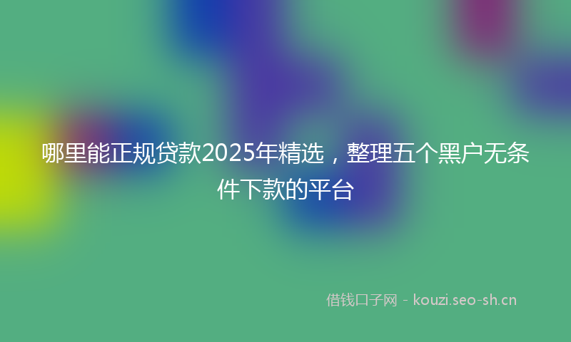 哪里能正规贷款2025年精选，整理五个黑户无条件下款的平台
